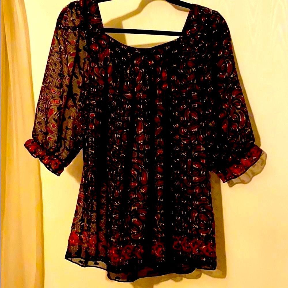 Sheer Square Neck Border Maternity Blouse - Picture 4 of 7